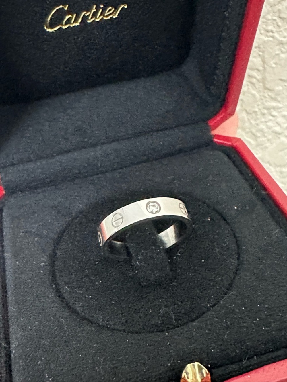 Cartier love ring small with one Diamond Signature